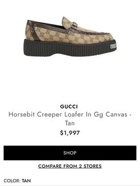 Gucci Men's Brown Monogram Horsebit Loafers Platform